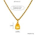Twist chain necklace in 18K gold-plated stainless steel with yellow teardrop gem pendant - Gold - Yellow Zircon (ZN1101G-12)