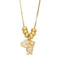 Collana con orsetto dorato con ciondolo a cuore e pietre di zircone su catena box - Stile C-Orso Cuore