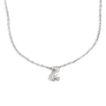 Collier en acier inoxydable argenté avec pendentif lettre Z évidé et finition polie - Lettre Z / Acier