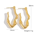 Minimalist 14K gold plated stainless steel C-shape wavy hoop earrings with liquid lava design - Irregular Wave Streamline / Gold