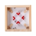 Labyrinthe en bois carré avec barrières en V rouges et trois petites billes métalliques - Blanc / Style Personnalisé
