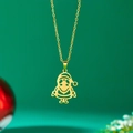 Collier de Noël doré avec pendentif Père Noël évidé sur un fond dégradé vert - Père Noël / Doré