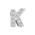 Sparkling silver letter K pendant with clear cubic zirconia micro-pave setting - Letter K - Steel Color