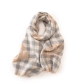 Sciarpa a quadri beige e grigia con stampa floreale e morbide frange per l'inverno - 190*70cm / Grigio chiaro