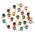 Goldene runde Edelstahl-Anhänger mit bunten Zirkon-Edelsteinen für DIY-Schmuck - 10er Pack / Gold Basis Mehrfarbig