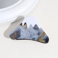 Triangle hair claw clip with marble grey ink pattern and white wave resin detail - Grey Mount Fuji Marble
