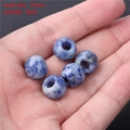 Natural blue spotted marble beads 12mm round sodalite stones for jewelry making - 12mm Large Hole Beads (5pcs)