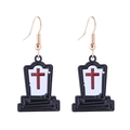 Orecchini pendenti a forma di tomba gotica di Halloween con croce rossa e smalto - Stile 2/Tomba Croce Rossa