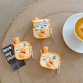 Silicone protective case for AirPods featuring yellow Winnie Pooh embossed pattern with a 3D toy - Lying Winnie The Pooh + Carabiner / AirPods 1/2 Gen