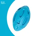 Blue squeaky rubber rugby pet toy for dogs with durable hollow design for chewing - Rugby Leaking Ball Style / Blue