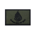 Olive green tactical embroidery patch featuring a black flame and Hebrew text - Israel Flame Flag-Army Green