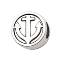 Silver-plated large hole bead with anchor cutout design for DIY bracelets - Round Anchor 10x11mm