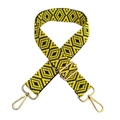Detail of adjustable 3.8cm yellow and black geometric embroidery strap with gold hardware - 3.8CM / Yellow Black Diamond (Gold Buckle)