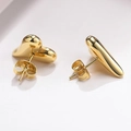 Polished 18K gold-plated stainless steel heart stud earrings with butterfly backs - Gold