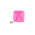 Pink silicone teddy bear mold featuring a heart with LOVE text for creative cake baking - Style 5 Bear Holding Heart (A402) / Pink