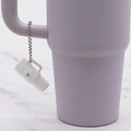 White silicone mini straw cup keychain charm with smiley face and metal chain - White Cloud Cup Bead Chain