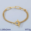 Gold geometric chain bracelet with OT clasp and mixed linkage design in 190mm length - Style 4 Hexagon Splicing (KB170594-Z)