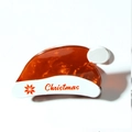 Molla per capelli a cappello di Babbo Natale in acetato ambra con fiocchi di neve rossi - Stile Cappello di Natale Ambra