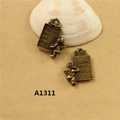 Vintage bronze baby angel charms for DIY bracelets and necklaces with engraved messages - A1311 Angel with Birth Certificate