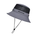Cappello da sole grigio traspirante per esterno con rete nera e cinturino regolabile - grigio scuro