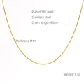 Minimalist 18K gold plated stainless steel 1mm snake chain necklace for layering - 45cm S-Chain (ZN682)