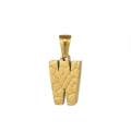 Pendaglio a lettera W in acciaio inossidabile dorato con trama a ciottoli goffrata - Lettera W (Ciondolo Singolo)