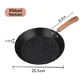 Padella antiaderente da 25,5 cm in pietra maifan con fondo rigato e manico legno - Padella a Righe Ispessita (Manico a Righe)