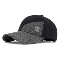 Men's winter baseball cap with ear flaps in grey tweed and black patchwork design - Adjustable / Black