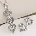Set gioielli cuore in argento con collana e orecchini con pavé di cristalli scintillanti - Color Acciaio