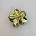 Elegant gold plumeria flower hair claw clip with a high-gloss metallic mirror finish - 12 Pcs Set (Approx. 8x7x4cm) / Gold