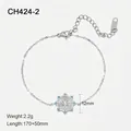 Bracelet étoile en plaqué or 14K avec cristaux bleus et pendentif de 12 mm argent - 17cm+5cm / Argenté