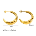 Detailed size specifications for gold C-shaped hollow earrings with clear rhinestones - Crescent Style With White Rhinestones(1045)