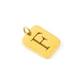 Golden titanium steel square pendant with cutout letter E for DIY necklaces - Letter F (F-Pendant)