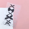 Face stickers with black fabric bows and heart-shaped rhinestones for fairy makeup styles - Black Bow Heart Jewels (BJA-642)