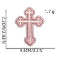 Detailed view of cross embroidery patch showing 7.2cm by 5.6cm size measurements - Pink Vintage Cross