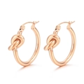 French vintage rose gold quilted C-shape knot hoop earrings with metallic finish - Style J Knot Design (KE110350-KFC)