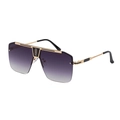 Modische Oversize Sonnenbrille mit lila Verlaufsgläsern und goldenen Metallbügeln - C2 Doppel Grau