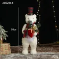 70cm Christmas white bear decorative ornament with red plaid hat and gift bag - 70CM Bear Holding Gift Bag