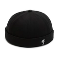 Bonnet docker noir avec broderie minimaliste d'un palmier blanc sur couronne en coton - Réglable / Noir