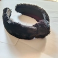 Winter faux rabbit fur knot headband in black plush finish for elegant women hair styling - Black