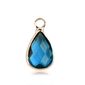 Teardrop December birthstone pendant with blue glass gem and golden metal frame - Gold - December