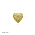 Detailed view of 8mm heart pendant with zircon stones showing weight of 0.8g - Heart Pendant / Gold