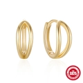 Orecchini a cerchio minimalisti in argento S925 dorato con design classico a doppia linea - Argento 925 / Oro