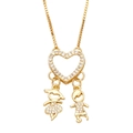 Goldene Halskette mit Herzanhänger und mit Zirkonia besetzten Jungen- und Mädchenfiguren - Stil A (Herz und Figuren) / 18K Vergoldet / Gold
