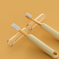 Dual-head pet toothbrush set with soft bristles and silicone head in cream storage cases - Multifunctional Pet Toothbrush / Yellow