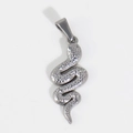 Pendentif serpent en acier inoxydable argenté avec écailles détaillées et design en S - U06-Serpent / Acier