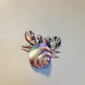 3D printed hermit crab toy with metallic rainbow silk PLA finish in purple and cyan - Hermit Crab / Green Purple Bronze