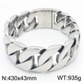 Polished silver stainless steel 43mm wide heavy cuban chain necklace for men and women - 430x43mm / Steel Color (KN288400-KJX)