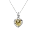 Collana con pendente a cuore in argento S925 con gemma gialla e moissanite - Argento 925 / Giallo