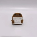 Handmade crochet positive potato doll holding an inspirational German card for gift - German Card Small Potato